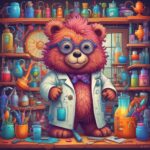 Un ours bienveillant qui ressemble à un savant inventeur de génie